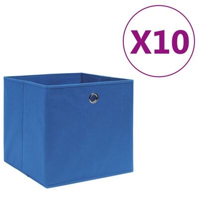 vidaXL Oppbevaringsbokser 10 stk uvevd stoff 28x28x28 cm blå