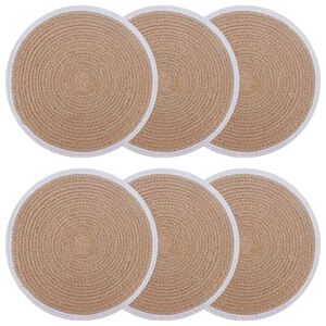vidaXL Jute Placemets 6 stk. Naturlig og Hvit 100% Tossa Jute