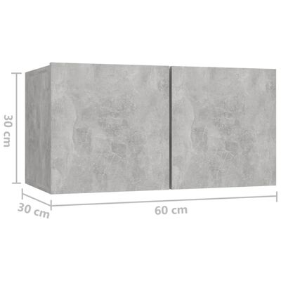 vidaXL Hengende TV-benker 2 stk betonggrå 60x30x30 cm