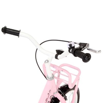 vidaXL Barnesykkel med bagasjebrett foran 16 tommer hvit og rosa