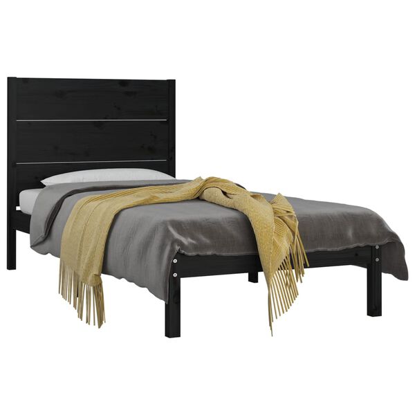 vidaXL Sengeramme svart heltre furu 100x200 cm