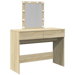 vidaXL Sminkebord med LED sonoma eik 100x40x130 cm