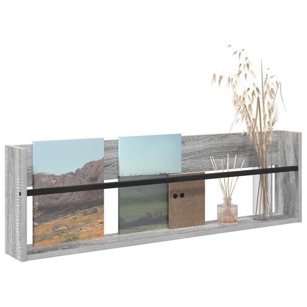 vidaXL Magasinreol Gr&aring; Sonoma 100 x 12 x 30 cm Konstruert tre