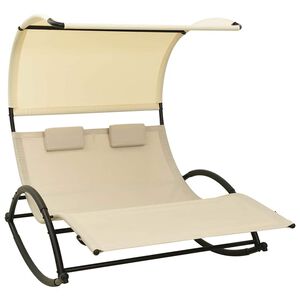 vidaXL Dobbel solseng med solskjerm textilene kremhvit