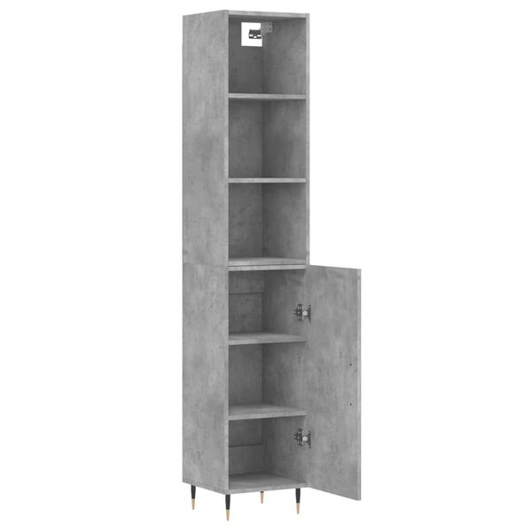 vidaXL Highboard betonggr&aring; 34,5x34x180 cm konstruert tre