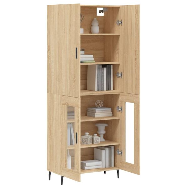 vidaXL Highboard sonoma eik 69,5x34x180 cm konstruert tre