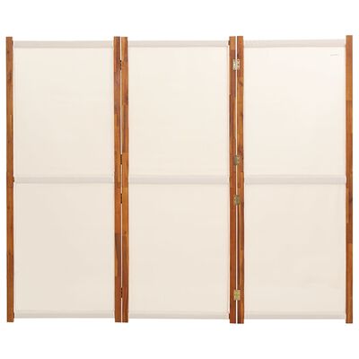 vidaXL Romdeler 3 paneler kremhvit 210x180 cm