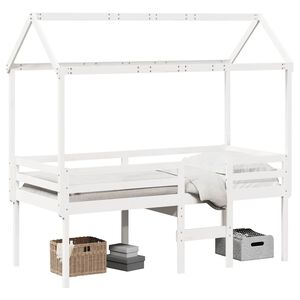 vidaXL H&oslash;yseng med tak hvit 90x190 cm heltre furu