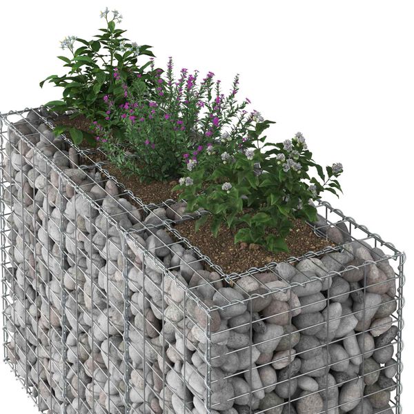 vidaXL Gabion hevet seng s&oslash;lv 130 x 50 x 80 cm Galvanisert St&aring;l