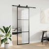 vidaXL Skyvedør med monteringssett svart 76x205 cm ESG-glass