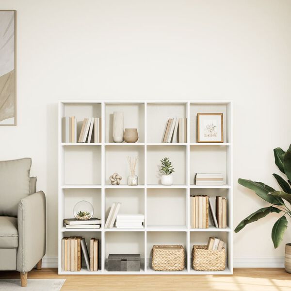 vidaXL Bokhylle hvit 137,5x29x137,5 cm konstruert tre