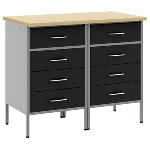 vidaXL Arbeidsskap med skuff 2 stk. Svart og Gr&aring; 100 x 55 x 85 cm