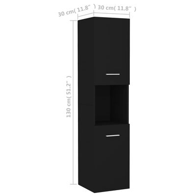 vidaXL Baderomsskap svart 30x30x130 cm konstruert tre