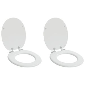vidaXL Myk-lukking toalettsete 2 stk. Hvit 44 x 38 cm MDF-plater