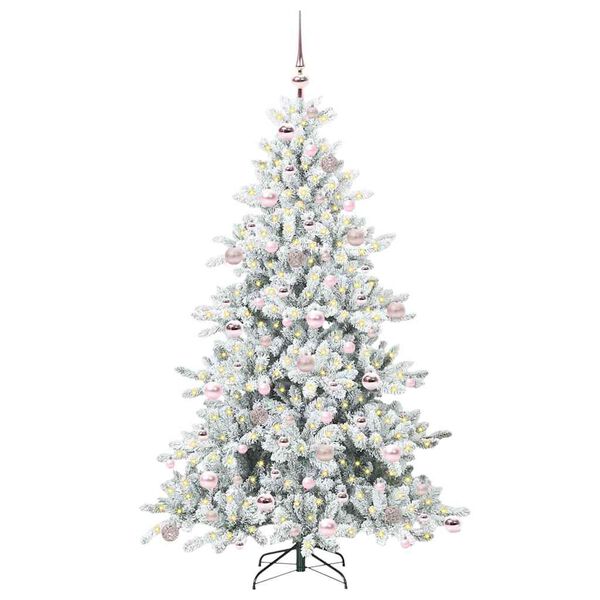 vidaXL Kunstig sammensatt juletre med 300 LED Hvit 180 cm PVC og st&aring;l