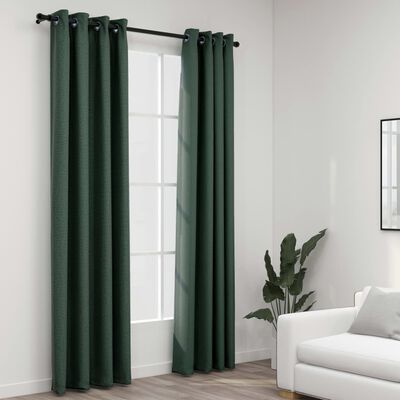 vidaXL Lystette gardiner maljer og lin-design 2 stk grønn 140x225 cm
