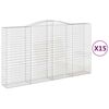 vidaXL Gabionkurver buede 15 stk 400x50x220/240 cm galvanisert jern