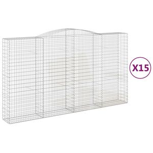 vidaXL Gabionkurver buede 15 stk 400x50x220/240 cm galvanisert jern