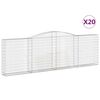vidaXL Gabionkurver buede 20 stk 400x30x120/140 cm galvanisert jern