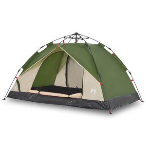 vidaXL Kuppeltelt for camping 3 personer gr&oslash;nn hurtigutl&oslash;ser
