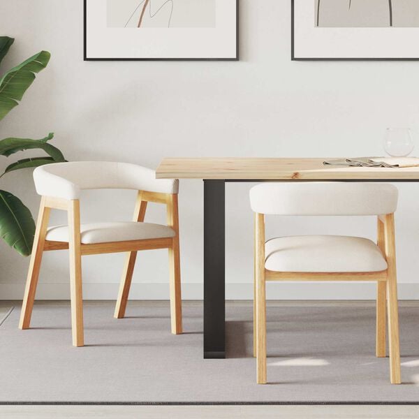 vidaXL Spisestoler 2 pcs Naturlig 54 x 57 x 73 cm Massiv gummitre