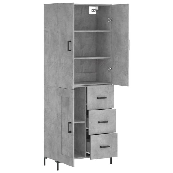 vidaXL Highboard betonggr&aring; 69,5x34x180 cm konstruert tre