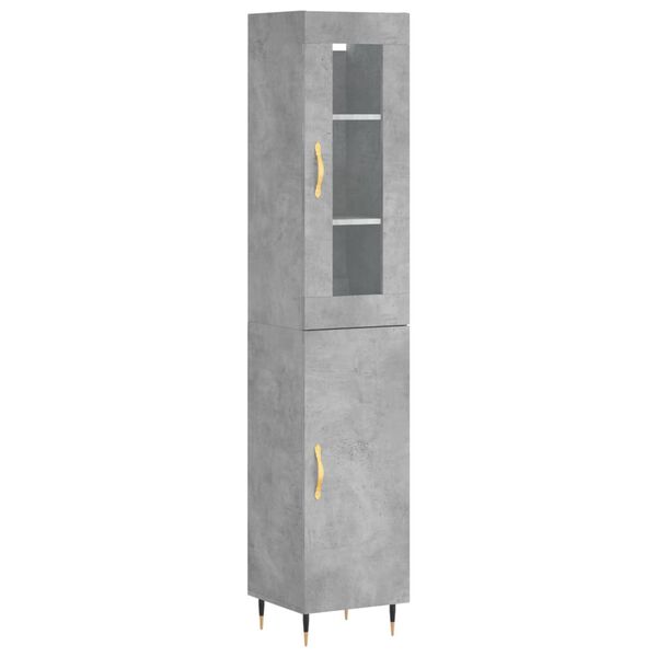 vidaXL Highboard betonggr&aring; 34,5x34x180 cm konstruert tre
