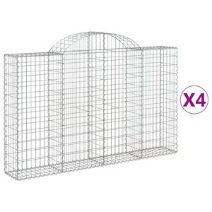 vidaXL Gabionkurver buede 4 stk 200x30x120/140 cm galvanisert jern