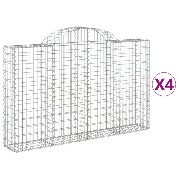 vidaXL Gabionkurver buede 4 stk 200x30x120/140 cm galvanisert jern