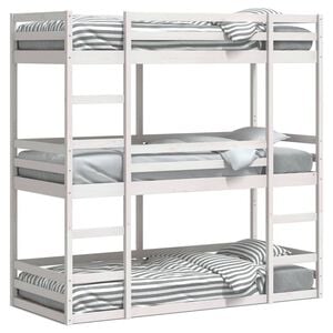 vidaXL Trippel k&oslash;yeseng hvit 90x200 cm heltre furu