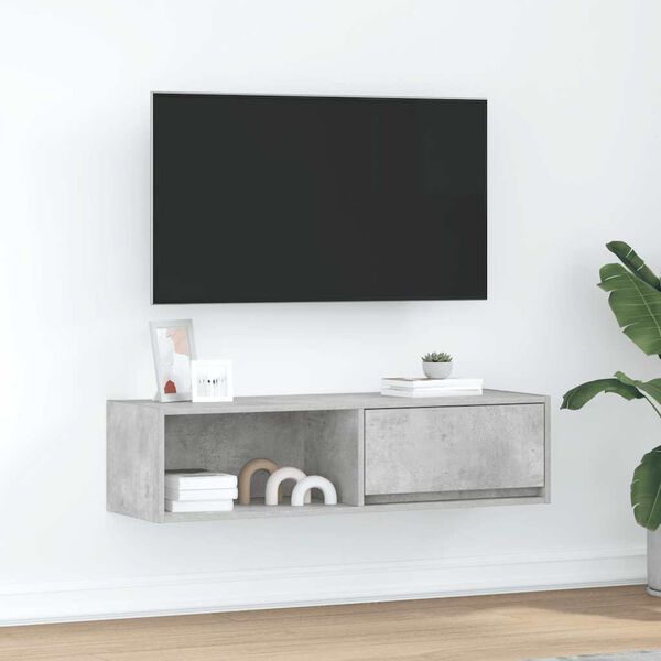 vidaXL TV-benk betonggr&aring; 100x31x25,5 cm konstruert tre