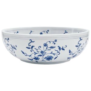 vidaXL Benkeservant hvit og bl&aring; rund &Phi;41x14 cm keramikk