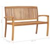 vidaXL Stablebenk med pute 128,5 cm heltre teak