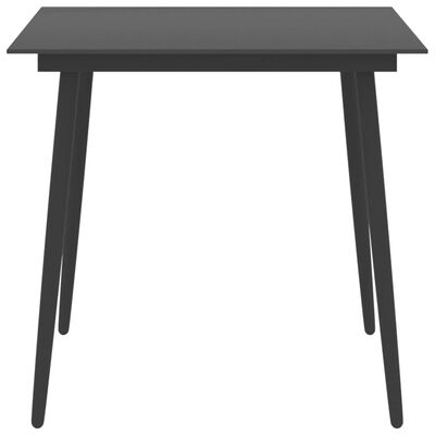 vidaXL Hagebord svart 80x80x74 cm stål og glass