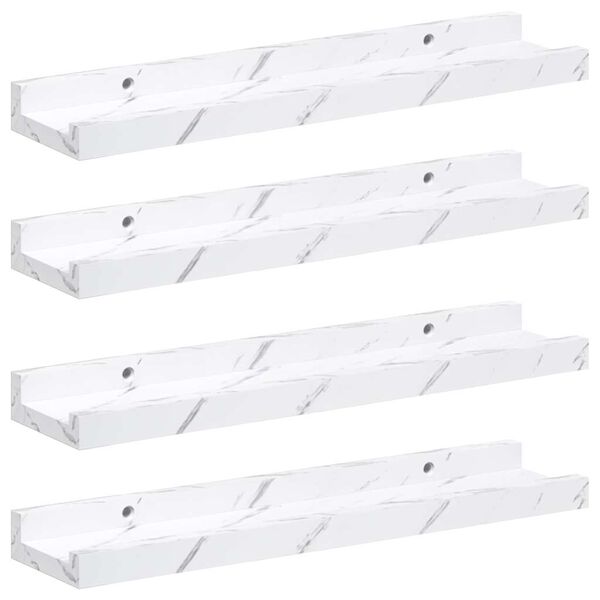 vidaXL Vegghylle 4 pcs Hvit marmor 40 x 9 x 3 cm Konstruert tre