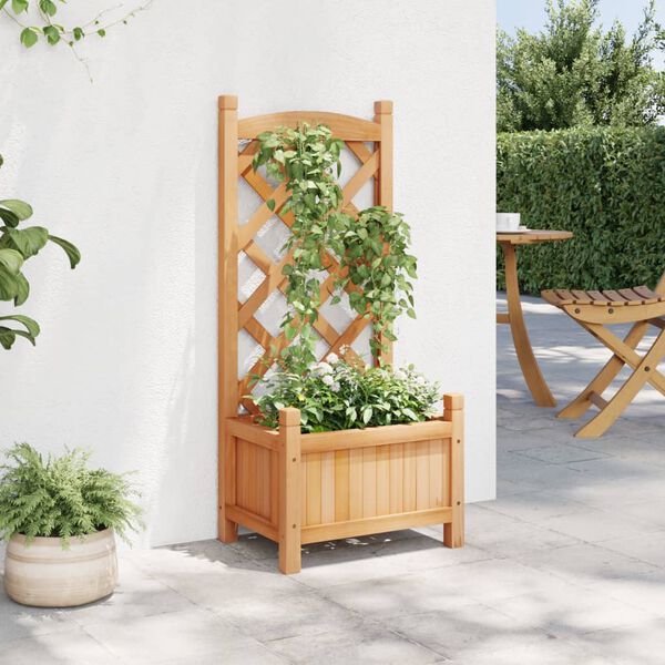 vidaXL Plantekasse med espalier brun heltre gran