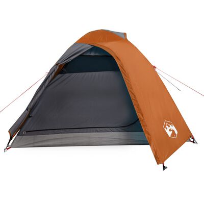 vidaXL Kuppeltelt for camping 2 personer grå og oransje vanntett
