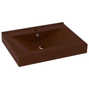 vidaXL Luksuri&oslash;s servant med kranhull matt m&oslash;rkebrun 60x46 cm keramisk