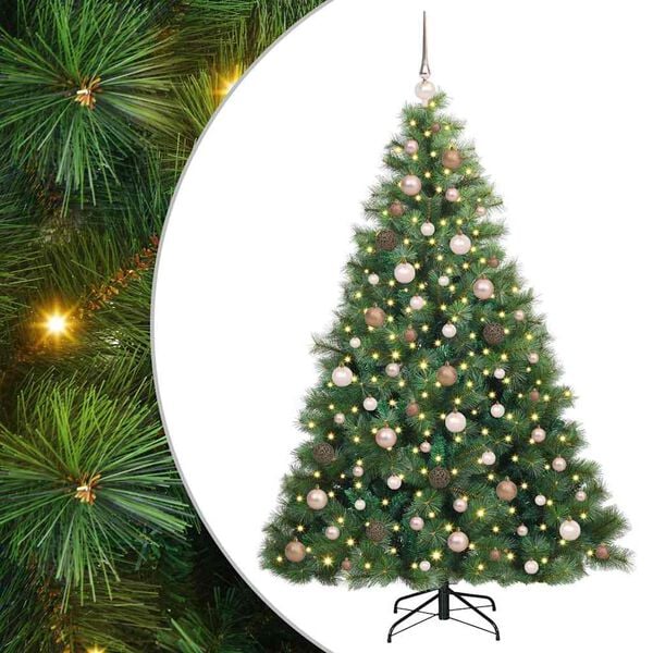 vidaXL Kunstig juletre med 300 LED med stativ gr&oslash;nn 180 cm PE og PVC