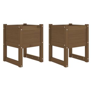 vidaXL Plantekasser 2 stk honningbrun 40x40x52,5 cm heltre furu