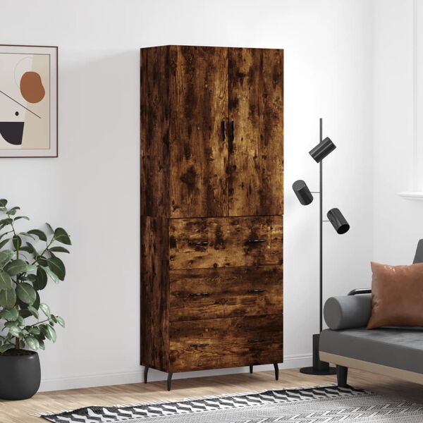 vidaXL Highboard r&oslash;kt eik 69,5x34x180 cm konstruert tre
