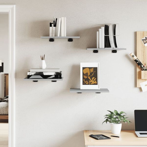 vidaXL Vegghyller 4 stk grå sonoma 40x30x1,5 cm konstruert tre