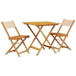 vidaXL Bistrosett 3 deler beige stoff og heltre