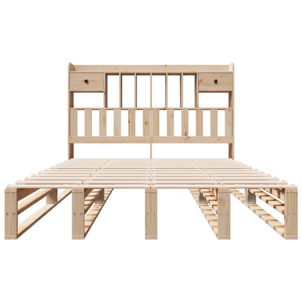 vidaXL Seng med bokhylle uten madrass 150x200 cm heltre furu