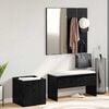 vidaXL Gangmøbelsett med speil 5 pcs Svart eik og sølv Konstruert tre