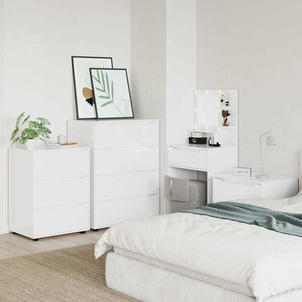 vidaXL Oppbevaringsskap 2 pcs H&oslash;yglanset hvit 80 x 48 x 105 cm