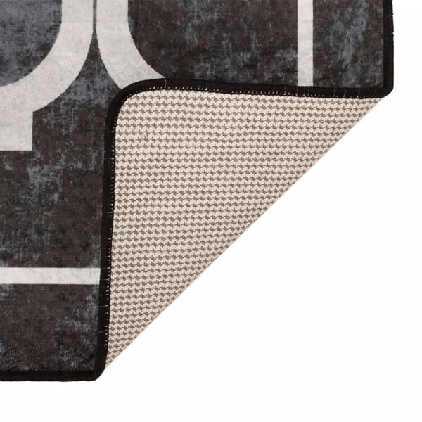 vidaXL Teppe vaskbart svart og hvit 160x230 cm sklisikkert