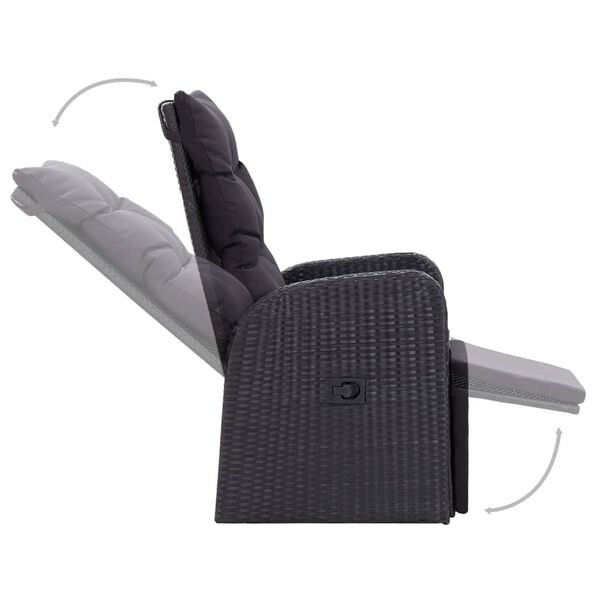 vidaXL Utend&oslash;rs spisestue med puter 3 deler svart polyrotting