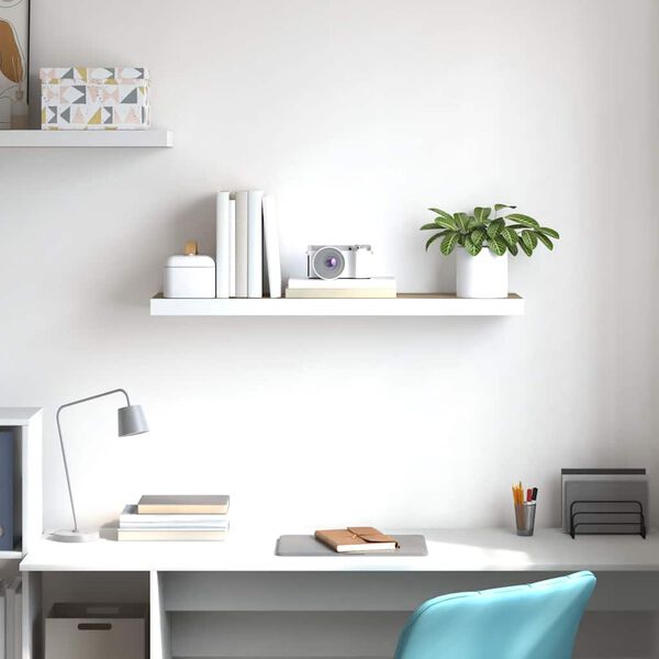 vidaXL Flytende vegghylle eik og hvit 80x23,5x3,8 cm MDF