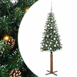 vidaXL Slim juletre med 300 LED gr&oslash;nn 180 cm PVC og Massivt Furu tre